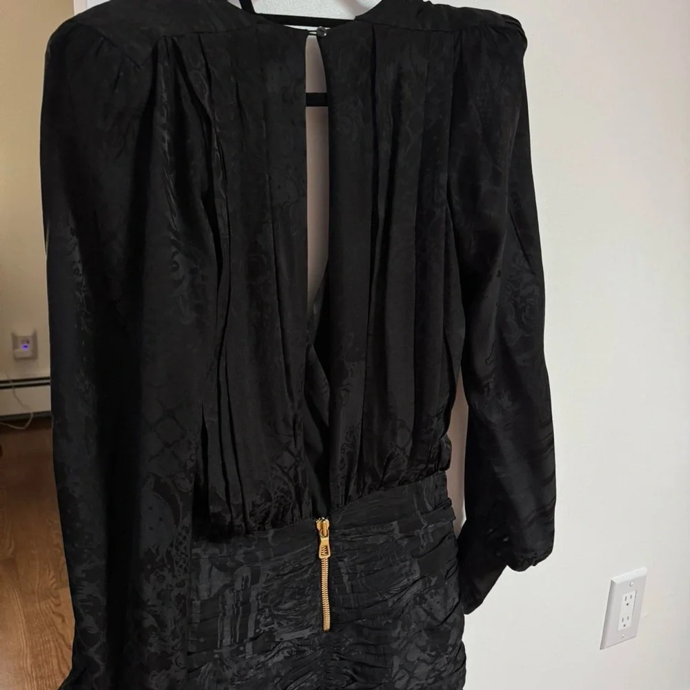 Balmain x H&M Jacquard Weave Silk Black Backless Dress - Picture 6 of 6